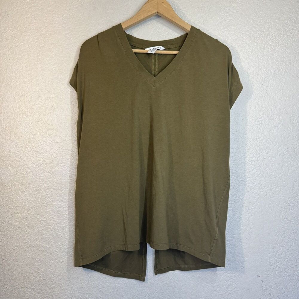 Athleta Outbound Twist T Shirt Olive Green Supima Cotton Active Travel Women M